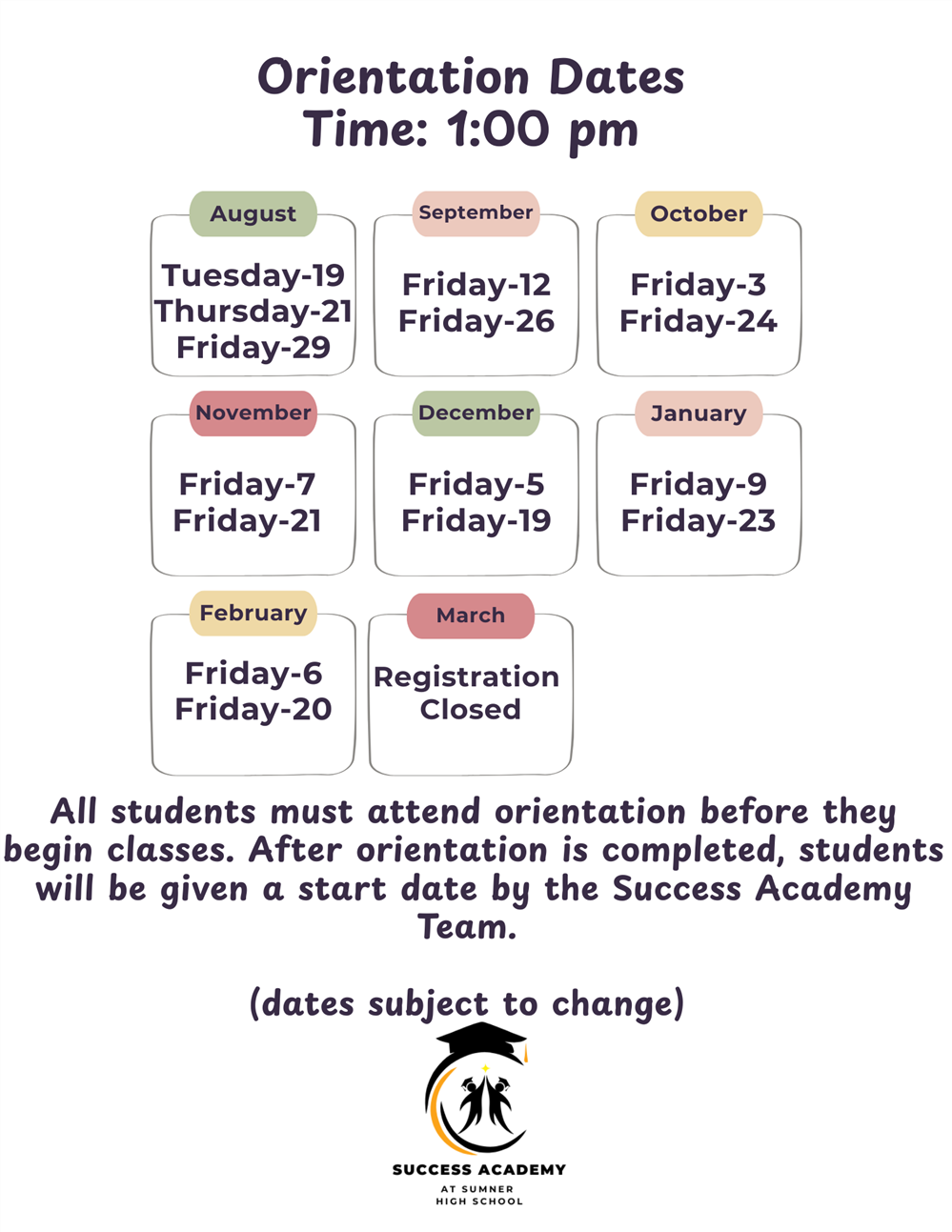 Orientation Schedule